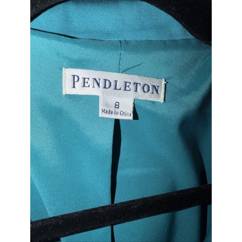 Pendleton Women's Turquoise Blazer Coat 2 Button Sz 8 Lighweight Summer Office - Picture 4 of 14